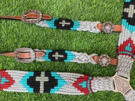 Showman Corded One Ear Headstall and Breast Collar Set - Cross #4